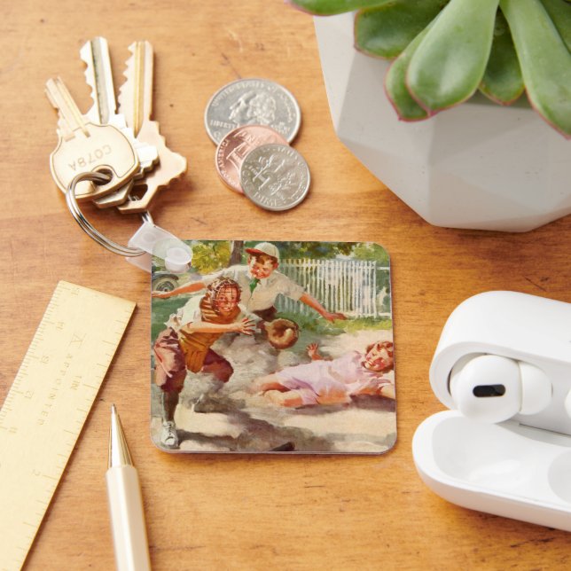 Llavero Deportes vintage, niños juegan béisbol (Escritorio )