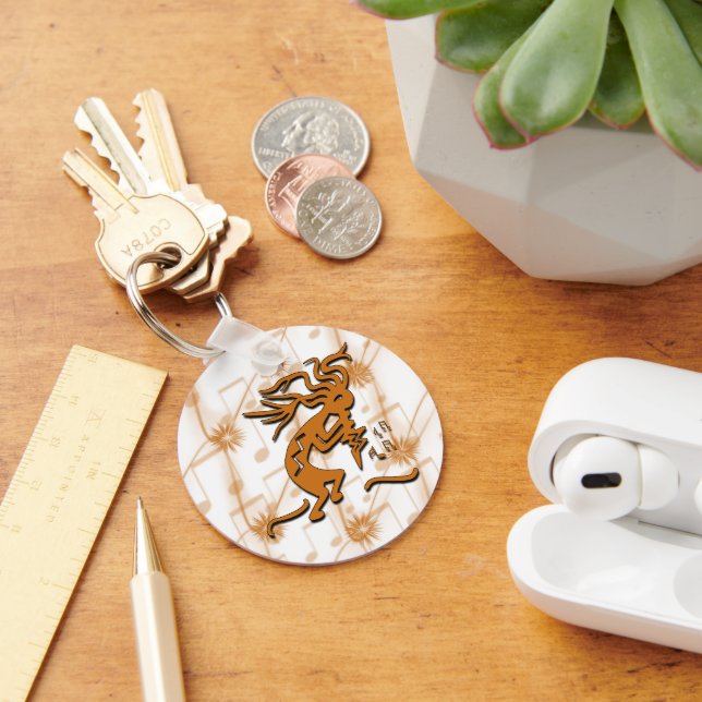 Llavero Derecha Enfrentando Al Músico Kokopelli Con Notas  (Escritorio )