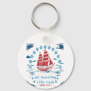 Llavero Derrame El Té Desde 1773 Azul Blanco Rojo Funny 4
