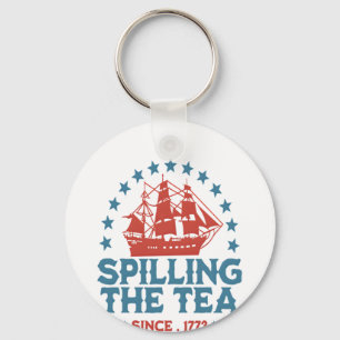 Llavero Derrame El Té Desde 1773 Azul Blanco Rojo Funny 4
