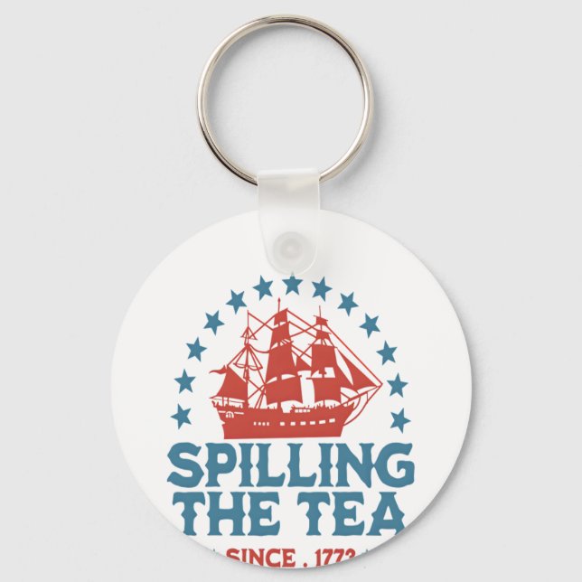 Llavero Derrame El Té Desde 1773 Azul Blanco Rojo Funny 4 (Anverso)