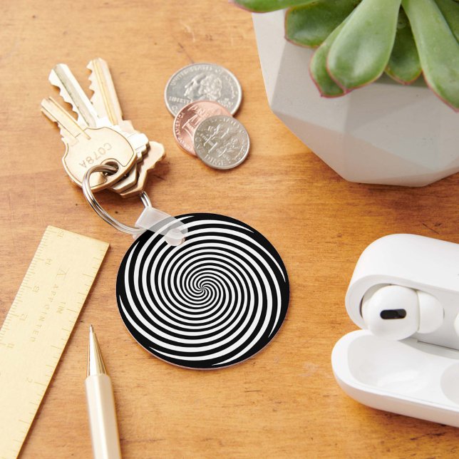 Llavero Desbloquear la espiral de hipnosis mágica (Take your keys on a trippy ride with our black and white Hypnosis spiral key chain.)