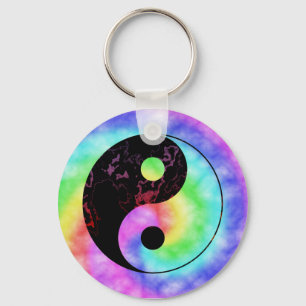 Llavero descolorado de Yin Yang del arco iris