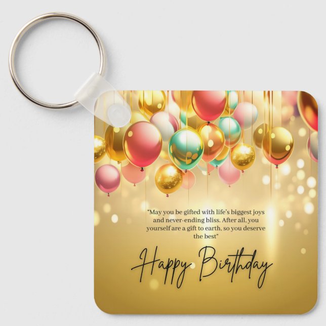 Llavero Deseos de cumpleaños dorado (Anverso)