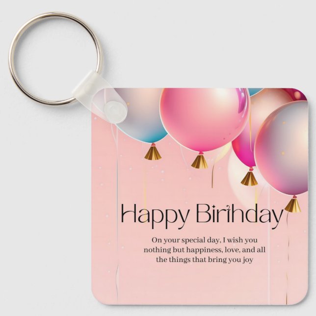 Llavero Deseos de cumpleaños rosados (Anverso)