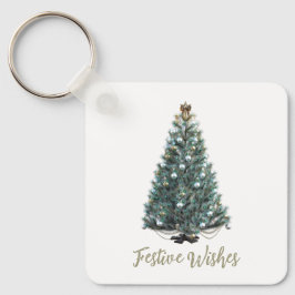 Llavero Deseos festivos. Diseño de árbol de Navidad