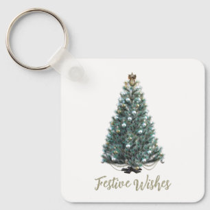 Llavero Deseos festivos. Diseño de árbol de Navidad