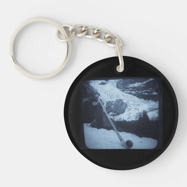 Llavero Deslizamiento de la linterna mágica del flor del v (Frente)