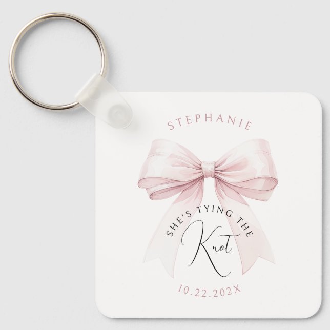Llavero Despedida de Soltera: Ella está Atando el Nudo (Anverso)