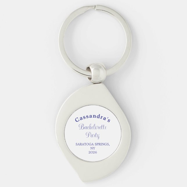Llavero Despedida de soltera retro moderna azul real elega (Anverso)