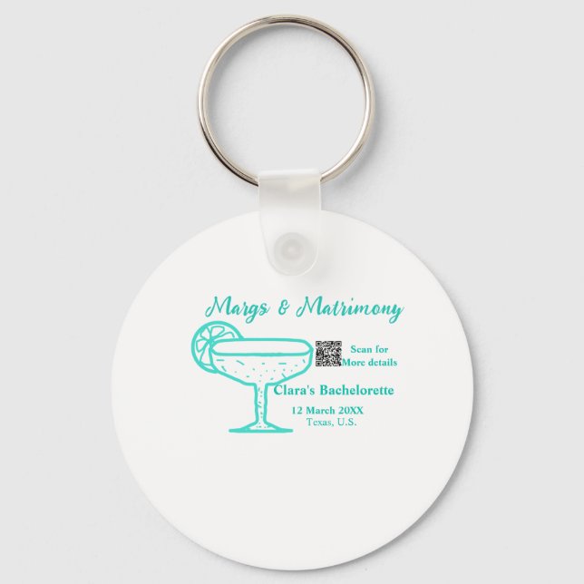 Llavero Despedida de soltera Turquoise Margs & Matrimony (Anverso)