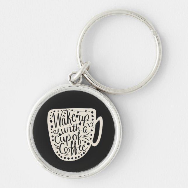 Llavero Despertarse con una Taza de Café (Frente)