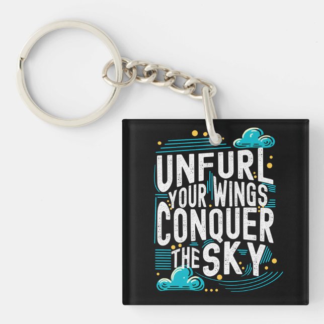 Llavero Despliegue de sus alas conquistar el cielo, el esp (Frente)