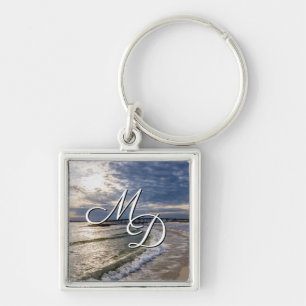 Llavero Destin Florida Noche Waves Square Keychain