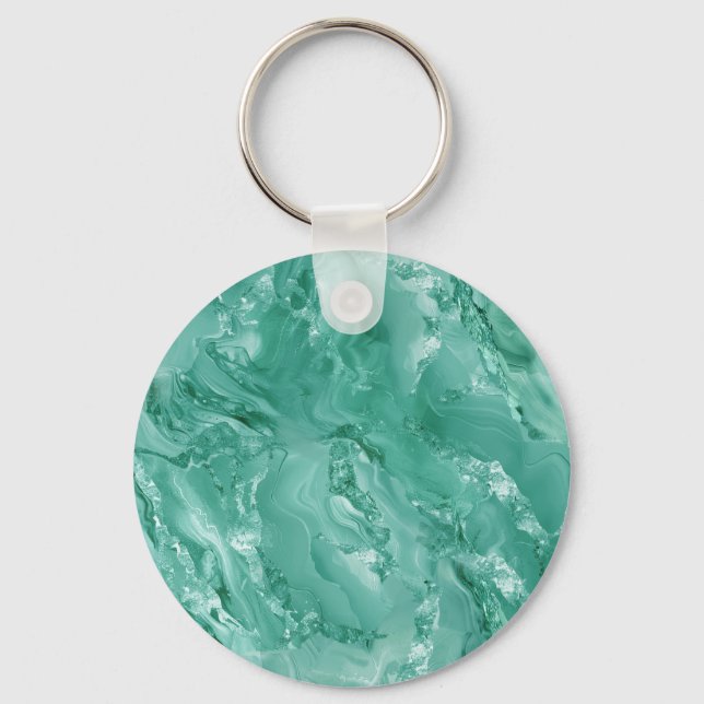 Llavero Detailed Swirling Marble-Like in Teal Green (Anverso)