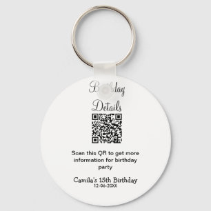Llavero Detalles de la fiesta de cumpleaños de QR scan mod