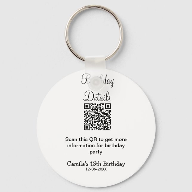 Llavero Detalles de la fiesta de cumpleaños de QR scan mod (Anverso)