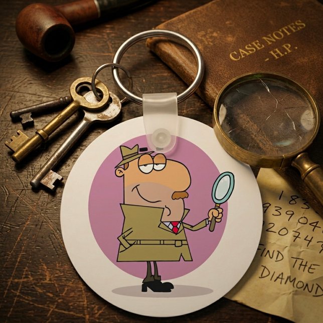 Llavero Detective de Dibujos Divertido con Lupa (Subido por el creador)