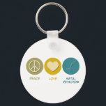 Llavero Detector Metalizado de Peace Love<br><div class="desc">Detector Metalizado de amor por la paz. Obtén este divertido y pacífico diseño con tu hobby,  ocupación u obsesión con grandes camisetas,  pegatinas y mucho más. ¡También hacen grandes regalos!</div>