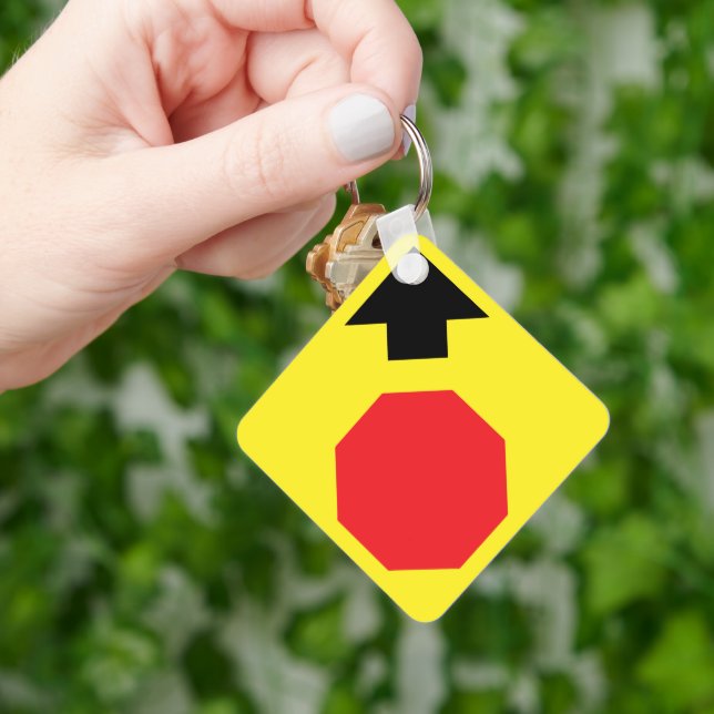 Llavero Detener frente a la forma del diamante Metalizado  (Mano)