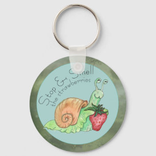 Llavero Detener y oler el caracol de las fresas