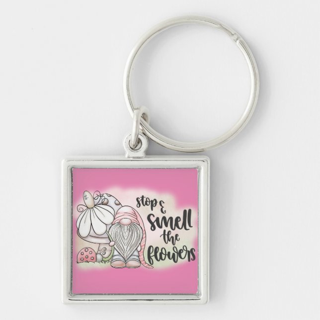 Llavero Detener y oler las flores (Frente)