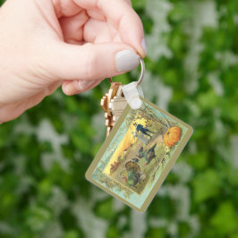 Llavero Día de Acción de Gracias con pavos y peregrinos