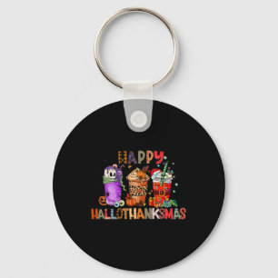 Llavero Día de Acción de Gracias de Halloween Feliz café d