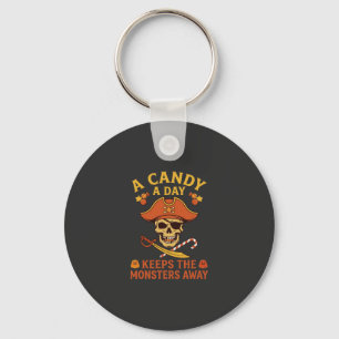 Llavero Día de Dulces Pirata de Halloween Calavera Bastón