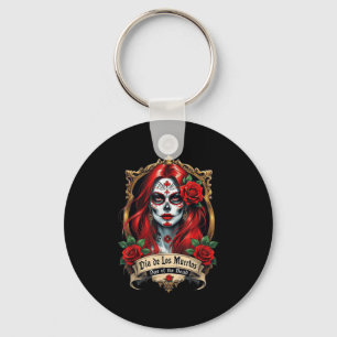 Llavero Día De La Calavera Del Azúcar Floral Día De Los Mu