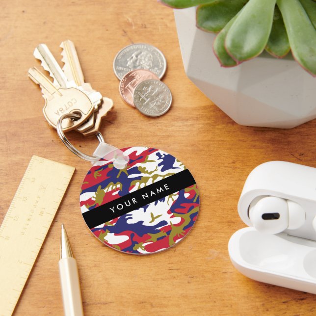 Llavero Día de la Independencia Camuflaje Su nombre Person (Escritorio )