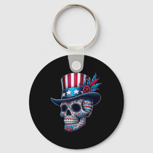 Llavero Día de la Independencia Usa Patriota Calavera 4 de