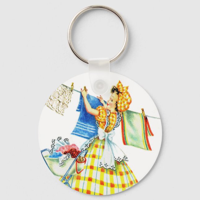 Llavero Día de la Lavandería Kitsch para Mujeres Retro Vin (Anverso)