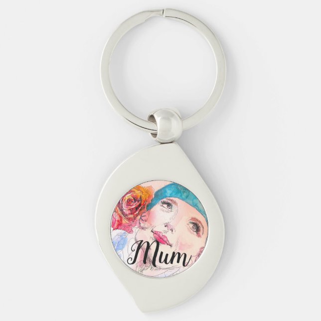 Llavero Día de la Madre de Mamá de flor acuática Rosa muje (Anverso)