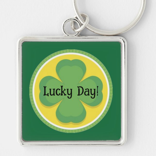 Llavero ¡Día de la Suerte! Personalizar Shamrock Keychain (Frente)