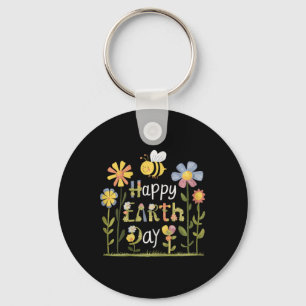Llavero Día De La Tierra Floral Con Flores De Boho Para Mu