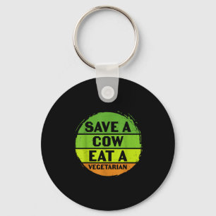 Llavero Día de la Tierra Salva una vaca Come vegetariano D