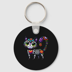 Llavero Dia De Los Muertos Cinco De Mayo Cat Sugar Skull M