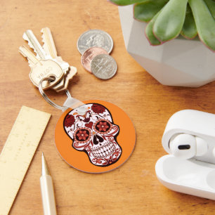 Llavero Día de Muertos Arte de Azúcar Floral Calavera Nara