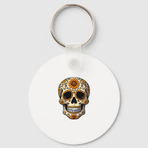 Llavero Día de Muertos Calavera de Azúcar Floral Cabeza de