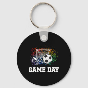Llavero Día de partido de fútbol gol día de partido de fút