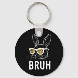 Llavero Día de Pascua de Bruh Conejo Divertido Cara de Con