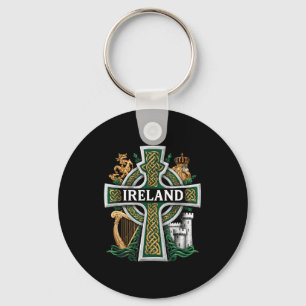 Llavero Día de San Patricio de Irlanda Cruz Celta Verde Ce