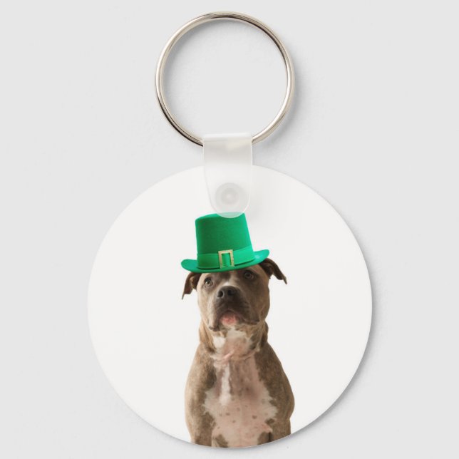 Llavero Día de San Patricio, Gorra de Bulldog de Cute Pit (Anverso)