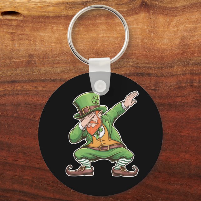 Llavero Día de San Patricio Leprechaun verde haciendo Dab  (Anverso)