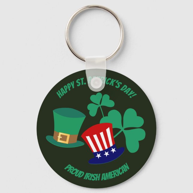 Llavero Día de San Patricio orgulloso irlandés americano (Anverso)