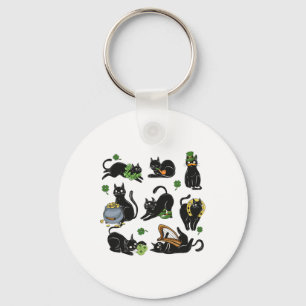 Llavero Día de San Patricio Trébol Gato Negro Gatos Irland