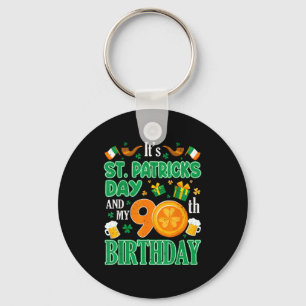 Llavero Día de San Patricio y 90 cumpleaños trébol irlandé