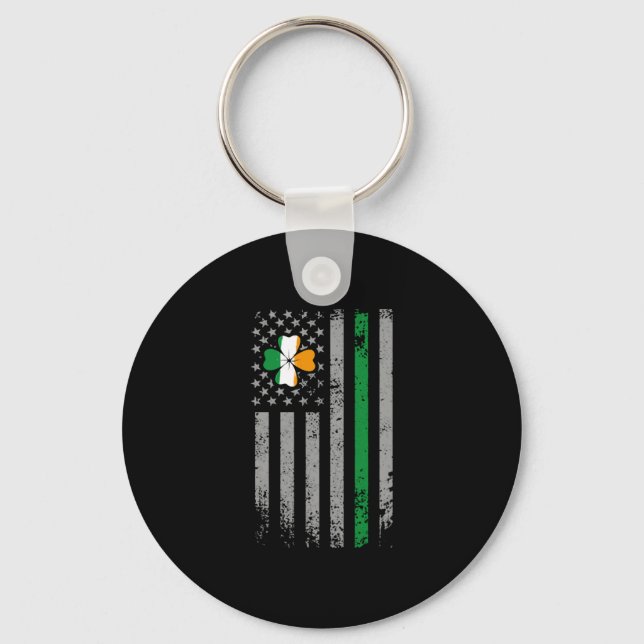 Llavero Día de San Patrón Bandera Irlandesa Estadounidense (Anverso)