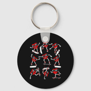 Llavero Día de San Valentín Cardíaco Montando Skateboards 